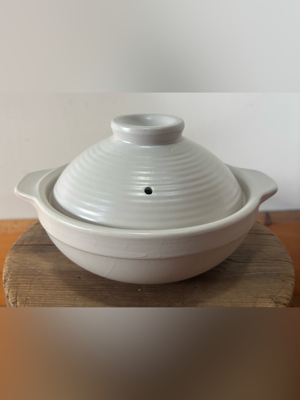 White Ceramic Japanese Donabe Covered Dish
